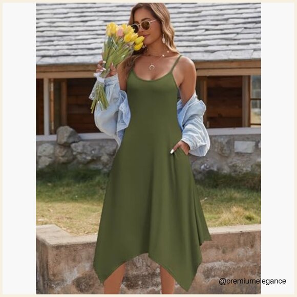 Maxi Sundress with Pockets, Spaghetti Strap, Bohemian Beach Cover Up - Picture 4 of 7